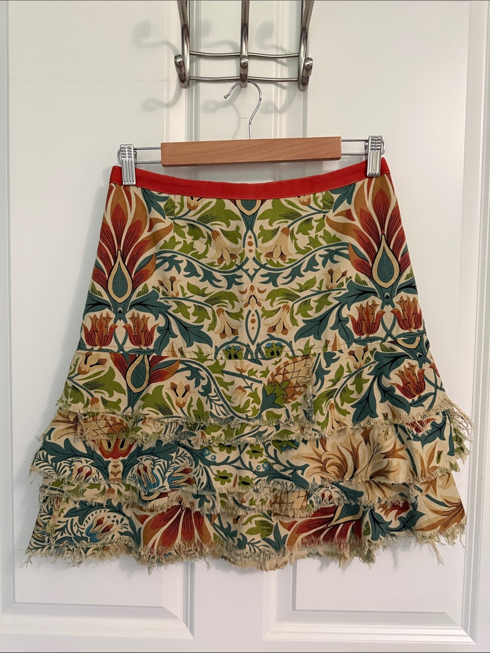 Neesh by D.A.R Floral Tiered Fringe Mini Skirt in Multicolor XS